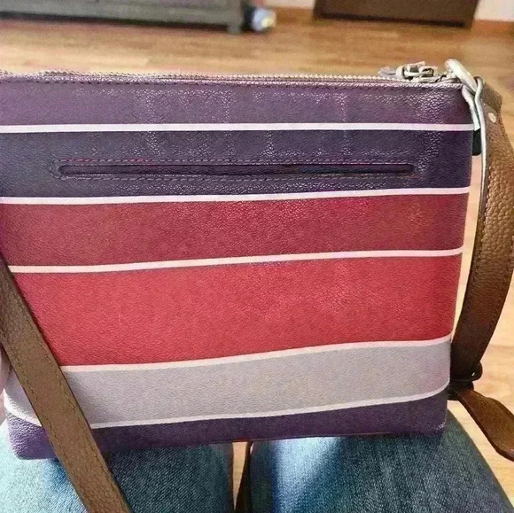 Dana Buchman Purse & envelope wallet.  Purple striped. - Picture 3 of 16